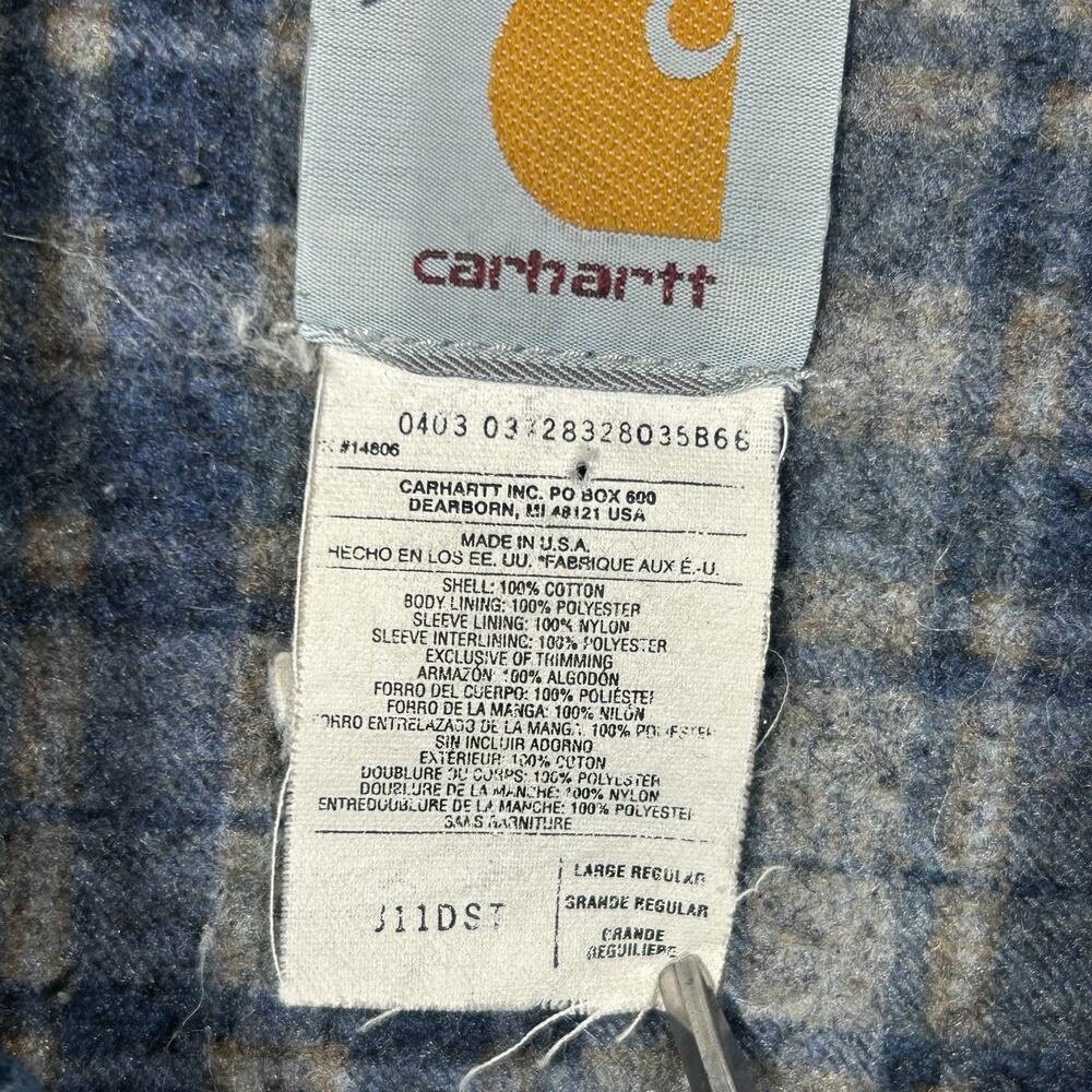 Vintage Carhartt Jacket Mens L Blue Denim Blanket Lined Jean Trucker USA Made - Picture 3 of 10